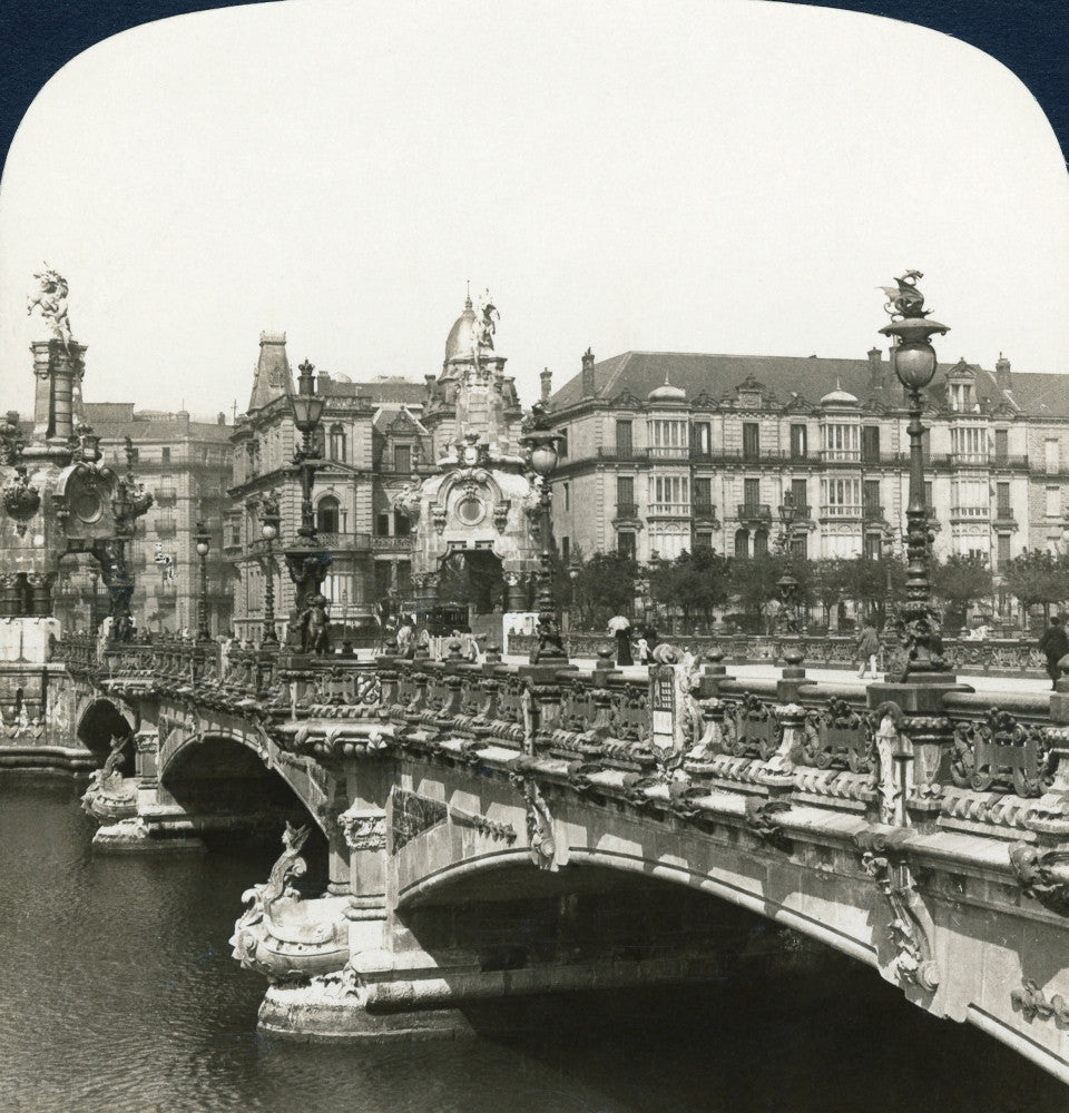 The Beautiful Maria Christina Bridge Fine Art Print - San Sebastian, C1908