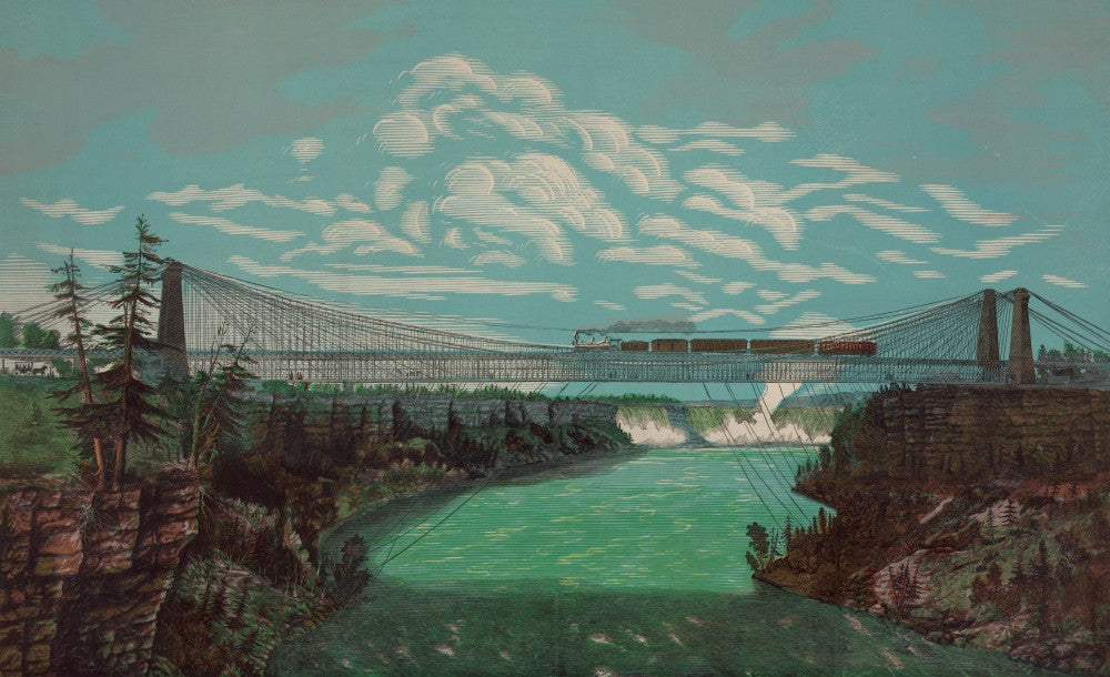 Great International Railway Suspension Bridge & Niagara Falls Fine Art Print