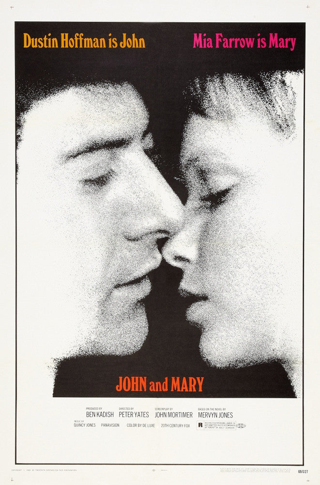 John And Mary U Movie Poster Print featuring Dustin Hoffman and Mia Farrow (1969)