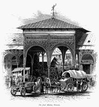 Warsaw Jewish Market 19th Century Line Engraving Print