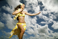Hawaiian Girl Dancing Hula on the Ocean Shoreline Fine Art Print by Kicka Witte