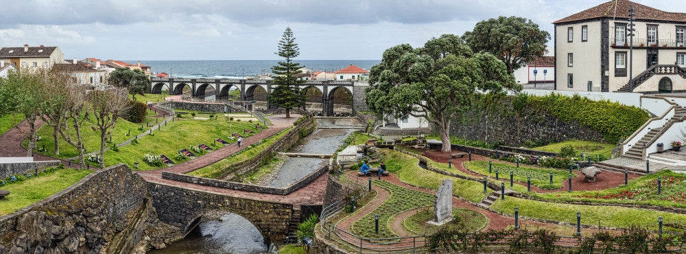 Elevated View of Historic Bridge in Ribeira Grande, Azores Fine Art Print by Panoramic Images