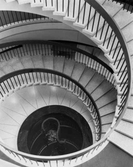 High Angle View of a Spiral Staircase Fine Art Print