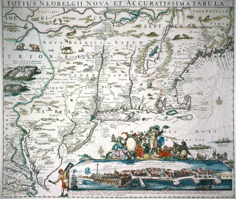 New Netherland Map Fine Art Print - 1673 by Nhugo Allard