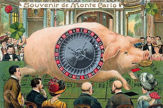 Monte Carlo Pig Fortune Fine Art Print - Good Luck Symbol