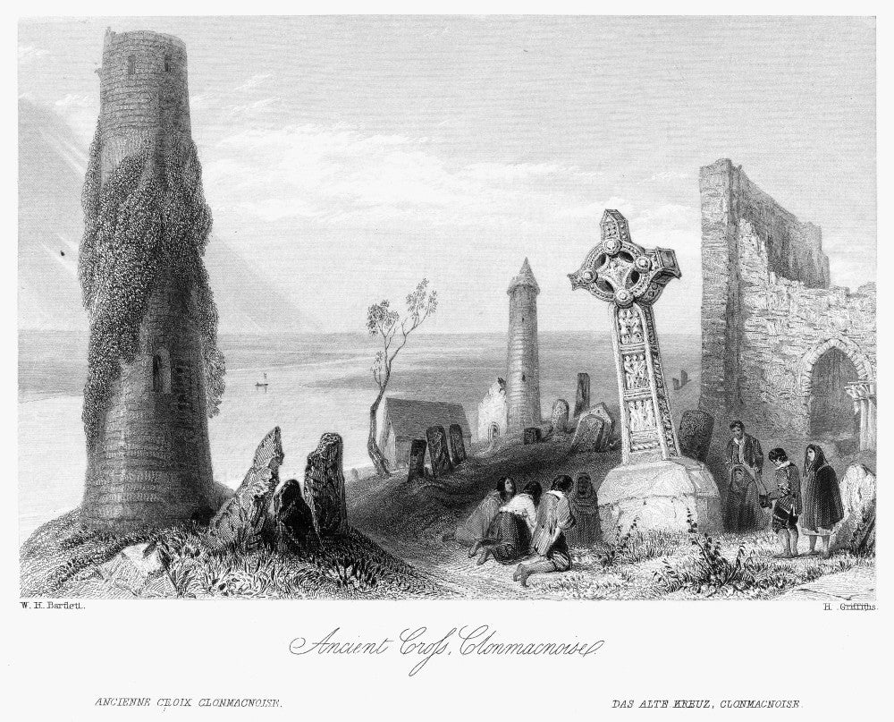 Clonmacnoise Abbey Ruins Fine Art Print - Steel Engraving