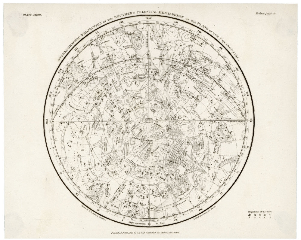 Whittaker Star Map 28 Fine Art Print by Mary Evans Picture Library