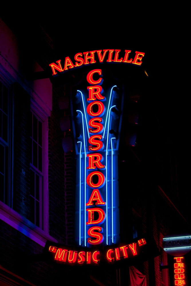 Red Neon Sign Nashville Crossroads Art Print - Music City