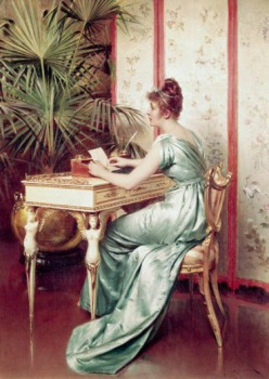 At The Writing Table Fine Art Print by Charles Soulacroix