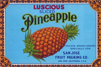 Vintage Pineapple Label Art Print featuring Bald Eagle and Bears