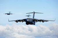 US Air Force C-17 Globemaster in Flight Fine Art Print by Stocktrek Images
