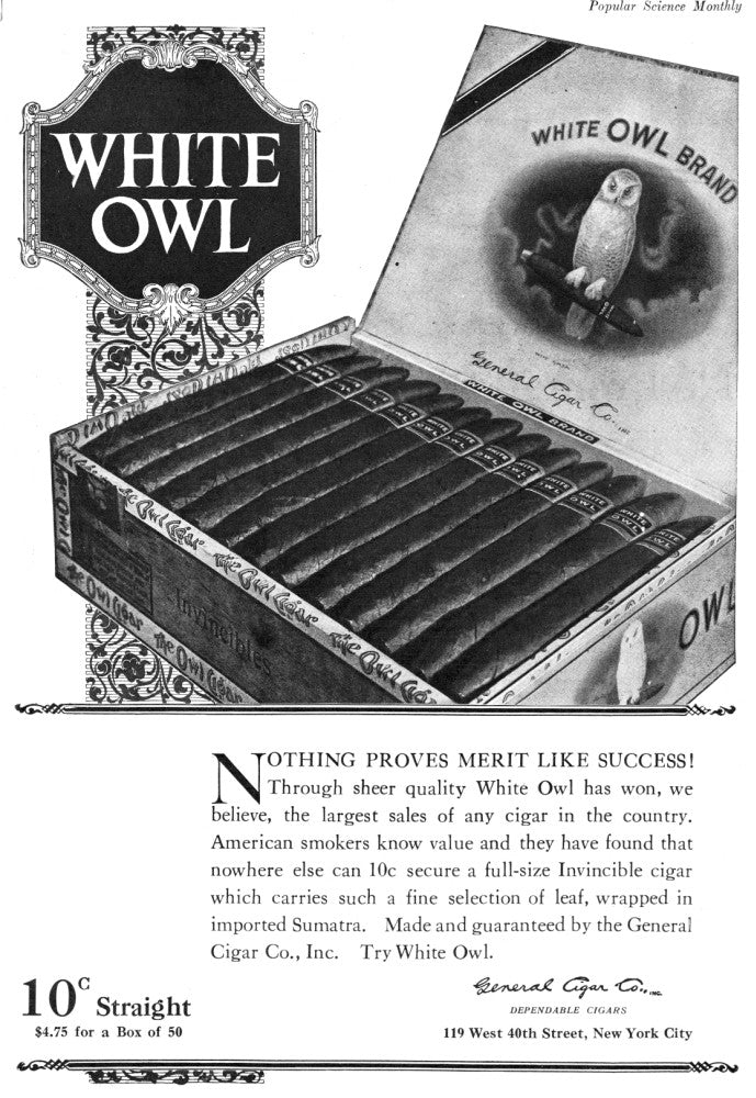 Vintage White Owl Cigars Advertisement Poster Print - 1920