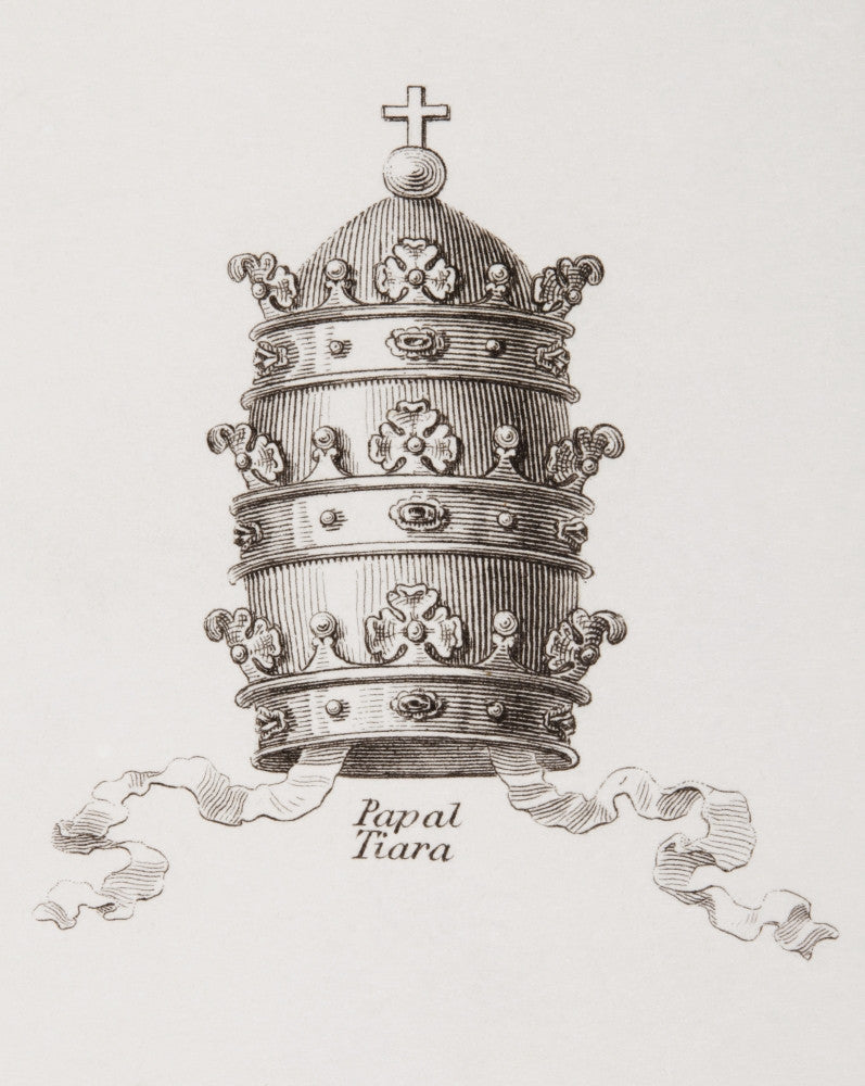 The Papal Crown Fine Art Print from 1820 by Abraham Rees