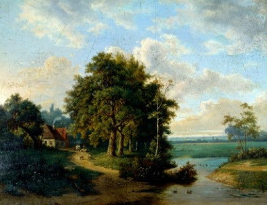 Wooded Landscape with Peasants Fine Art Print by C. Brenner