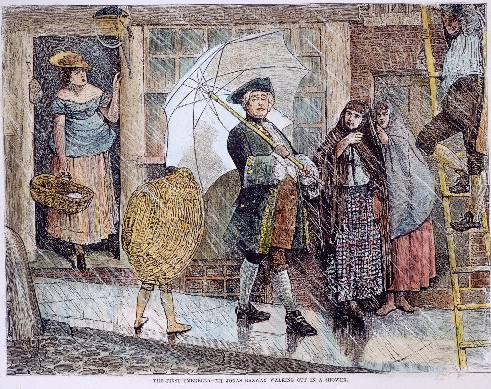 The First Umbrella Fine Art Print by Jonas Hanway - Wood Engraving (1871)