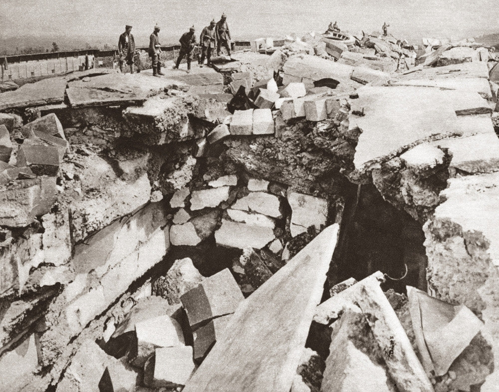 World War I Przemysl Photograph Print - Soldiers Amidst Rubble
