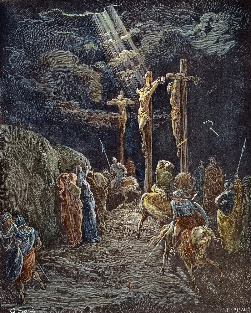 Crucifixion of Jesus and the Two Thieves Fine Art Print by Gustave Doré