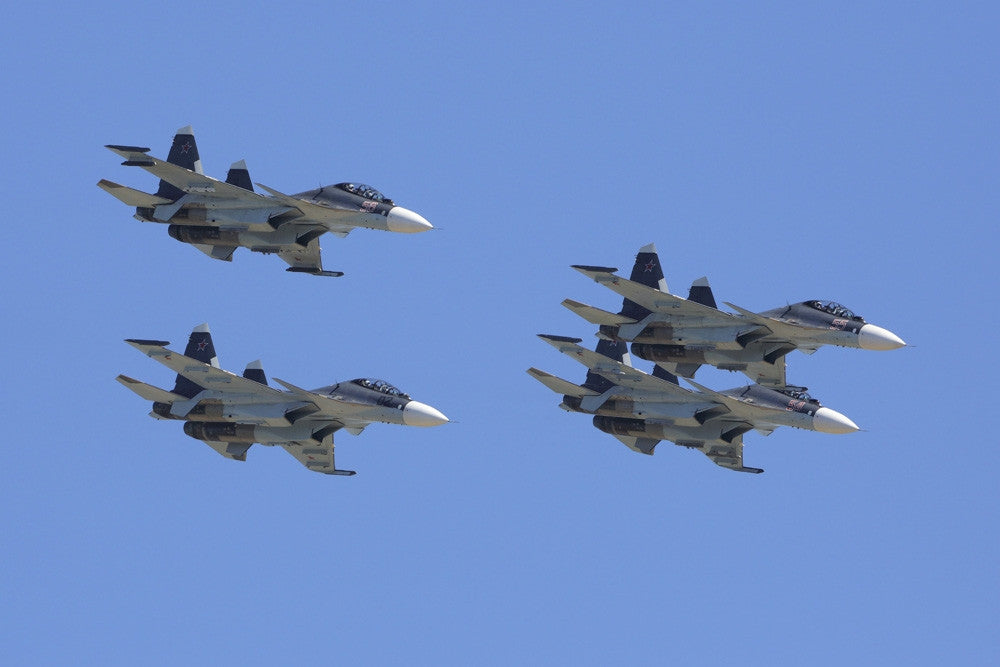 Group of Su-30SM Jet Fighters Fine Art Print by Artem Alexandrovich