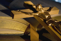 Crucifix on Open Bible Fine Art Print by Darren Greenwood