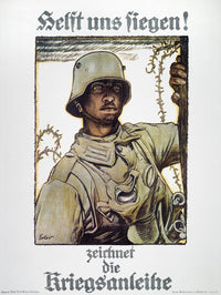World War I German Propaganda Poster Print - Help Us Win by Fritz Erler
