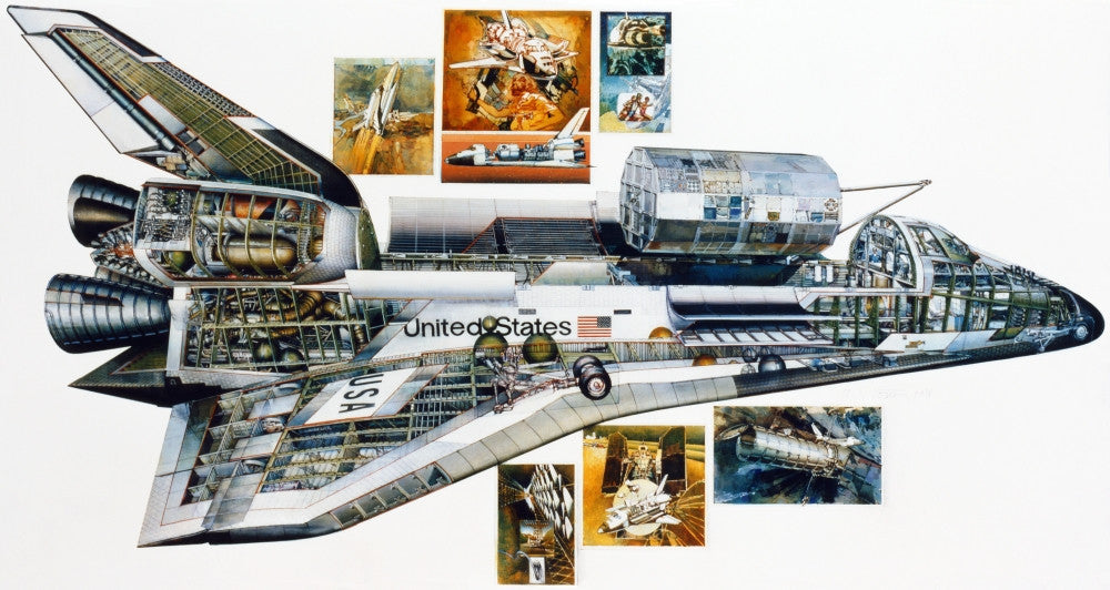Space Shuttle Columbia Cross-Section Fine Art Print by Granger Collection