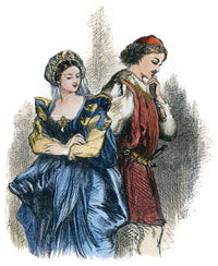 Much Ado About Nothing Engraving - Beatrice and Benedick Scene