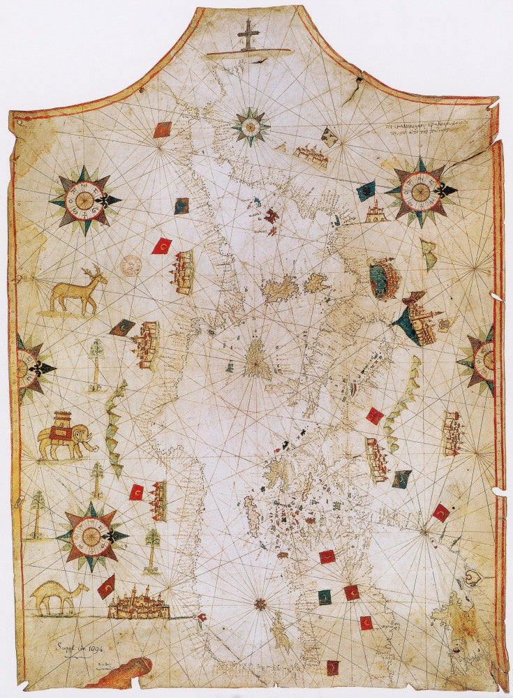 Old Map of Mediterranean Sea Fine Art Print - Science Source