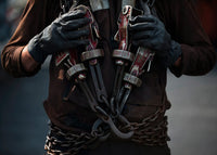 Airman with Aircraft Tie-Down Chains on USS Carl Vinson Poster Print by Stocktrek Images