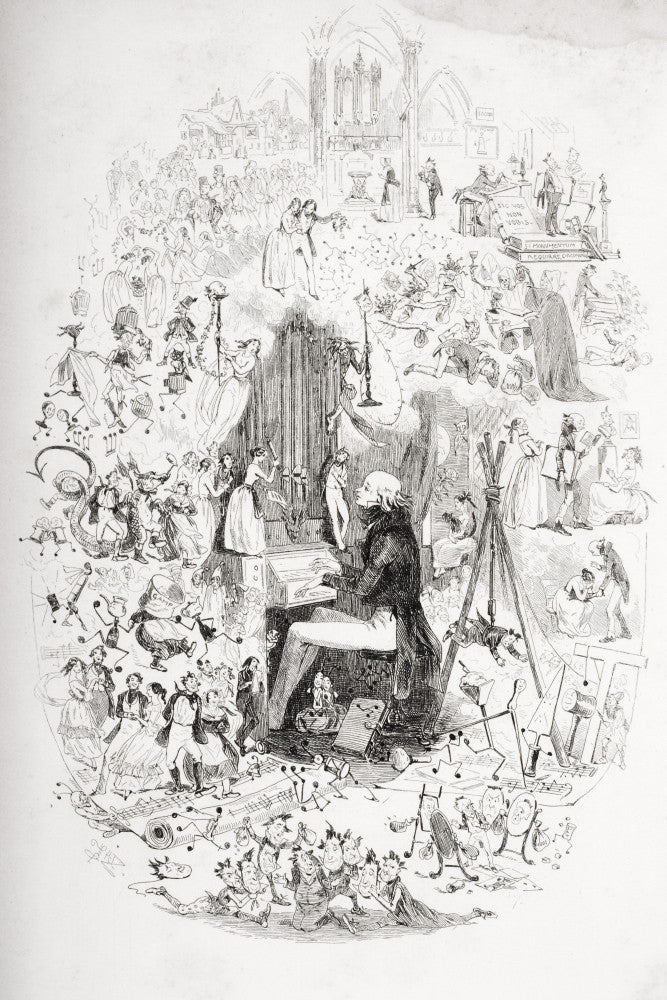 Tom Pinch at the Organ Fine Art Print from Martin Chuzzlewit by H.K. Browne