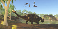 Ankylosaurus Dinosaurs by the Swamp Fine Art Print