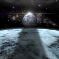 A Moon Rises Above a Stormy Gas Giant Planet Fine Art Print