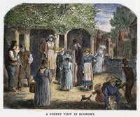 Harmony Society Street Scene Fine Art Print - Wood Engraving, 1875