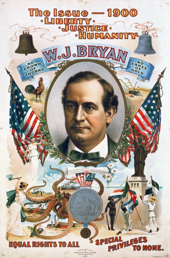1900 Presidential Campaign Poster Featuring William Jennings Bryan - Fine Art Print