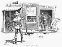 Remington: Duel - Fight in the Street Drawing by Frederic Remington
