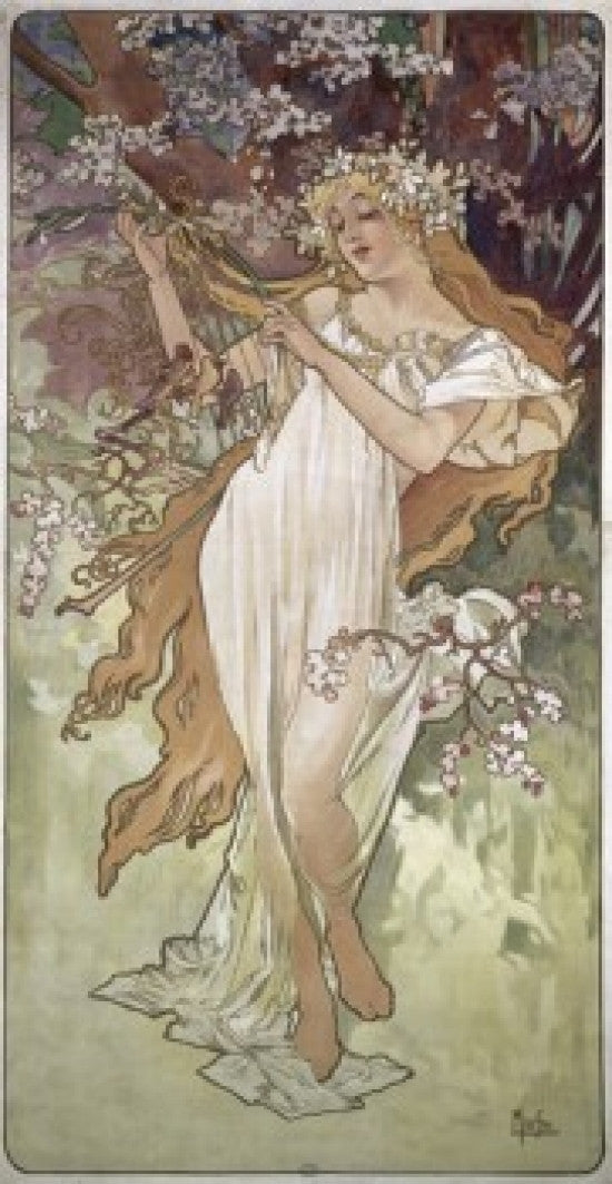 Four Seasons: Spring Fine Art Print by Alphonse Mucha