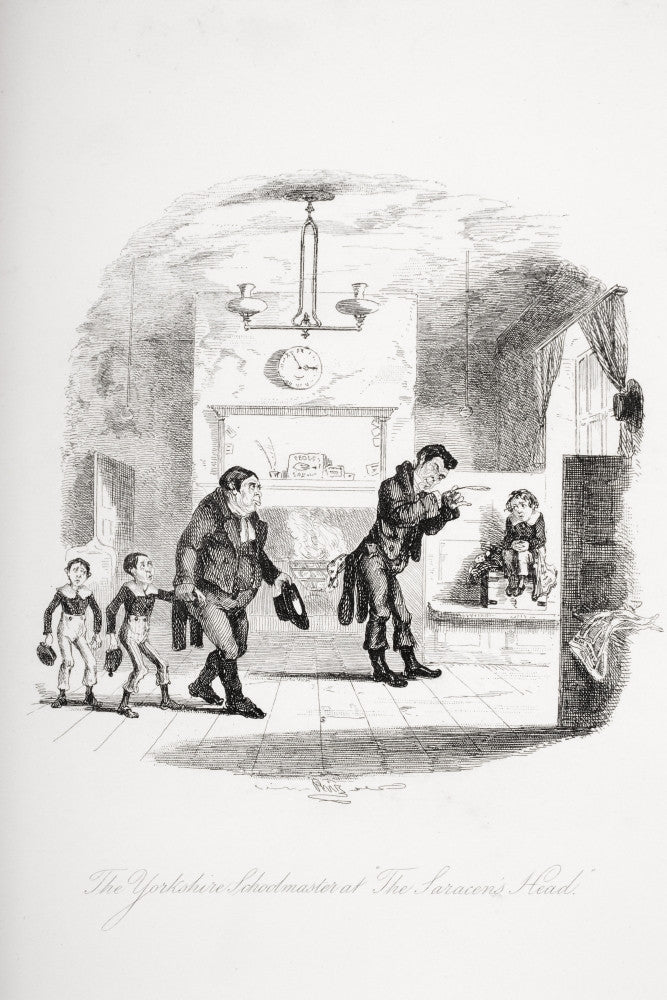 The Yorkshire Schoolmaster at the Saracen's Head Fine Art Print from Nicholas Nickleby by H.K. Browne