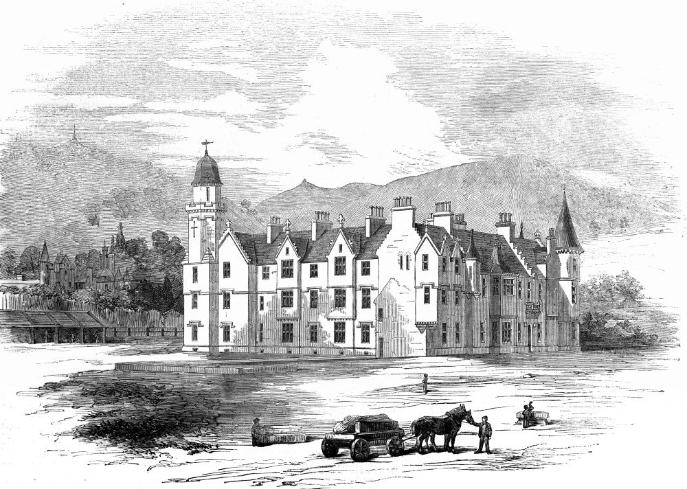 Her Majesty's New Castle at Balmoral Etching by John Short - 1854