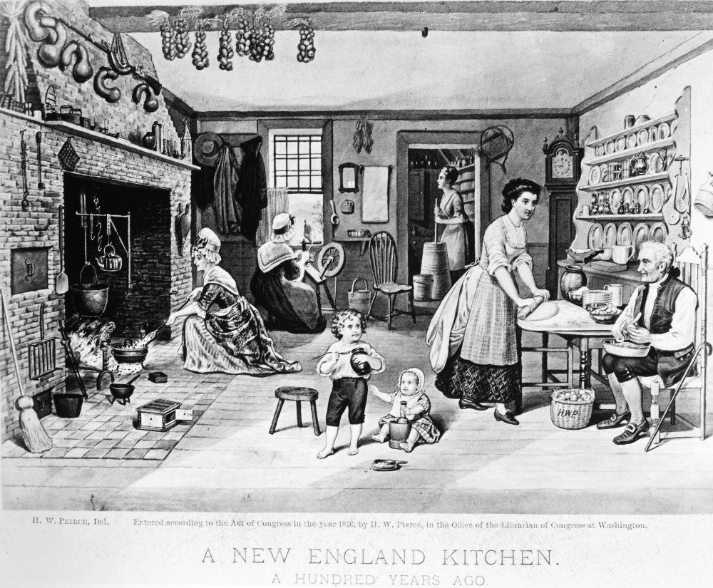 Colonial Kitchen Fine Art Print - 1876 Lithograph by Granger Collection