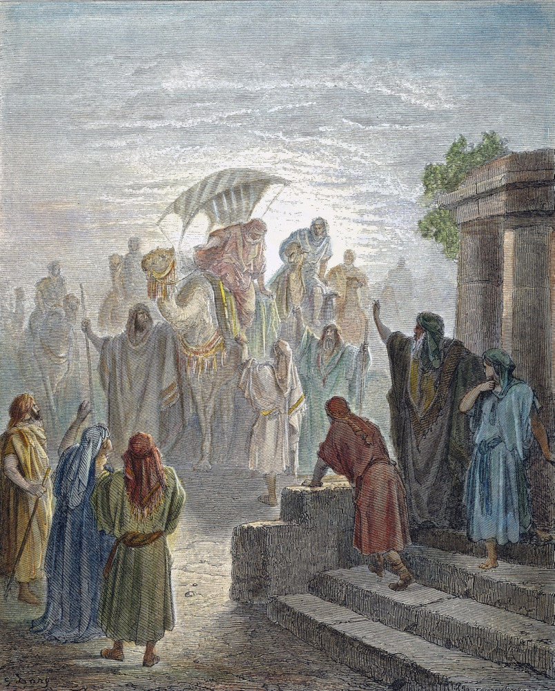 The Meeting of Isaac and Rebekah Fine Art Print by Gustave Doré