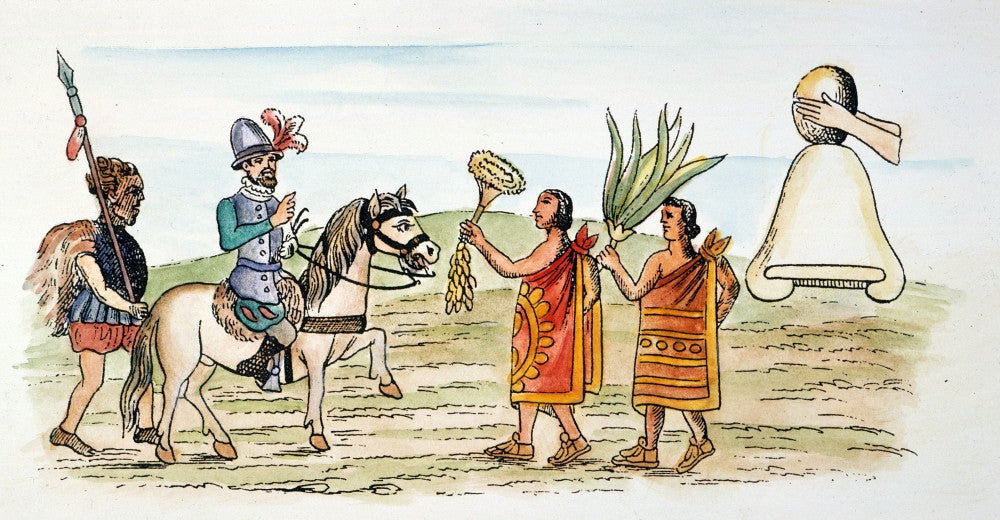Hernando Cortes Welcomed by Tlaxcaltec Natives Art Print - 1519