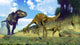 Tyrannosaurus Rex Surprising Gallimimus Dinosaurs Poster Print