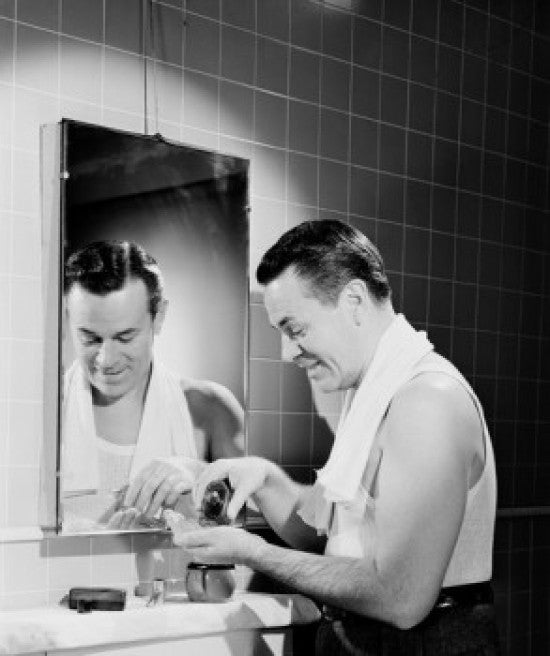 Mature Man Applying Aftershave Fine Art Print - Bathroom Decor