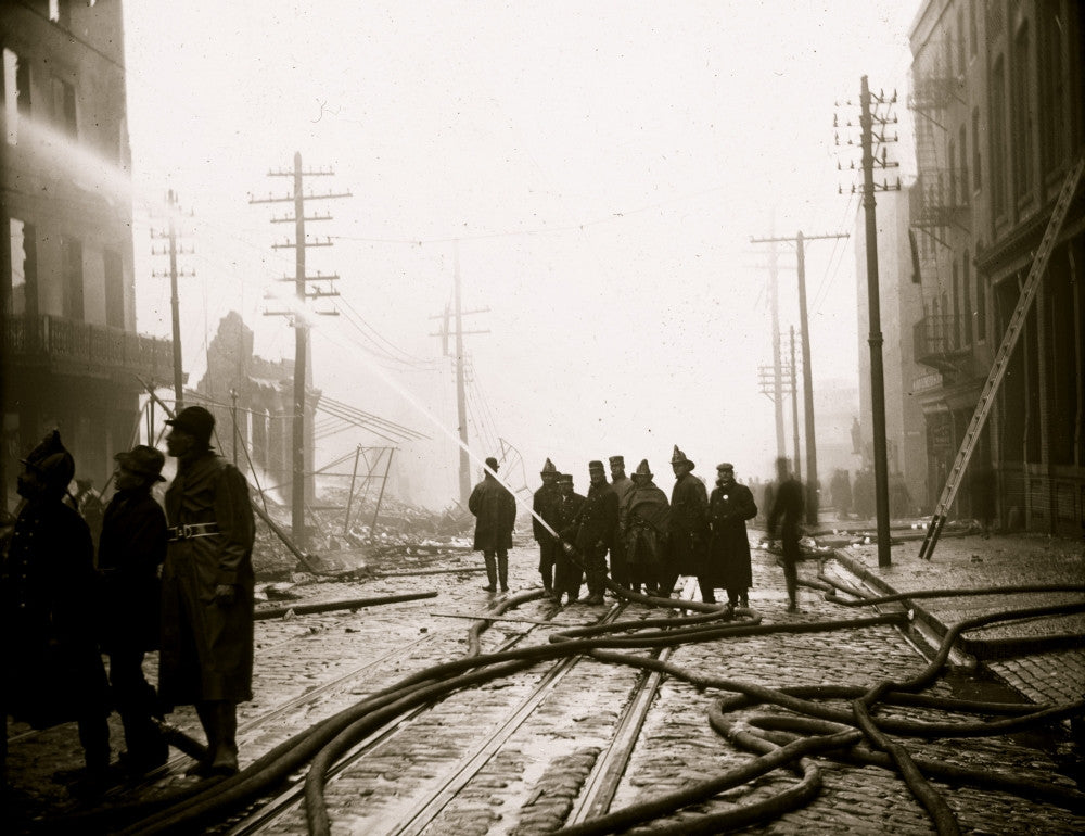 Fighting the Fire on Balto St. 1904 Poster Print
