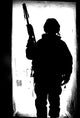 Silhouette of a British Soldier at Camp Condor, Iraq Fine Art Print