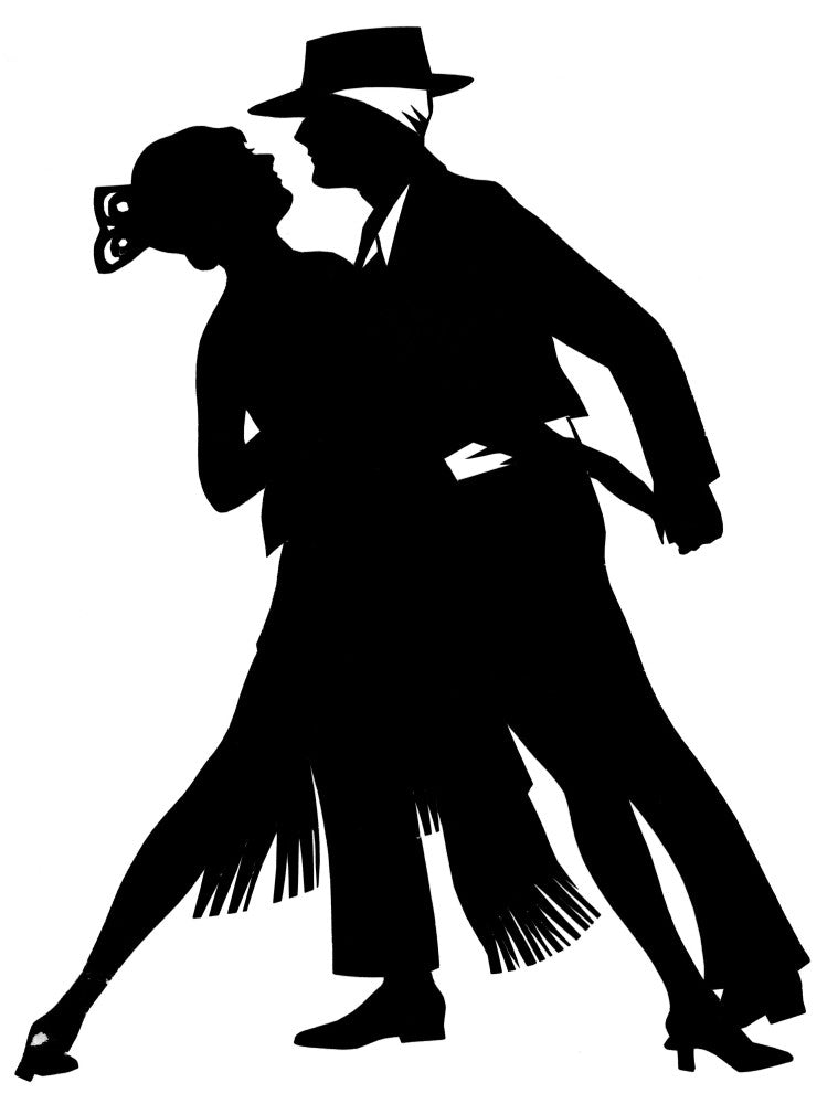 Silhouette of Exotic Couple Dancing Fine Art Print by H L Oakley