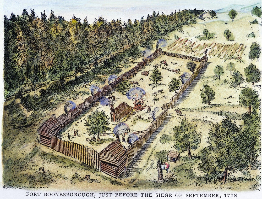 Fort Boonesborough, 1778: Drawing Poster Print by Granger Collection