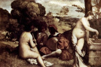 Pastoral Concert Fine Art Print attributed to Giorgione - Musee du Louvre