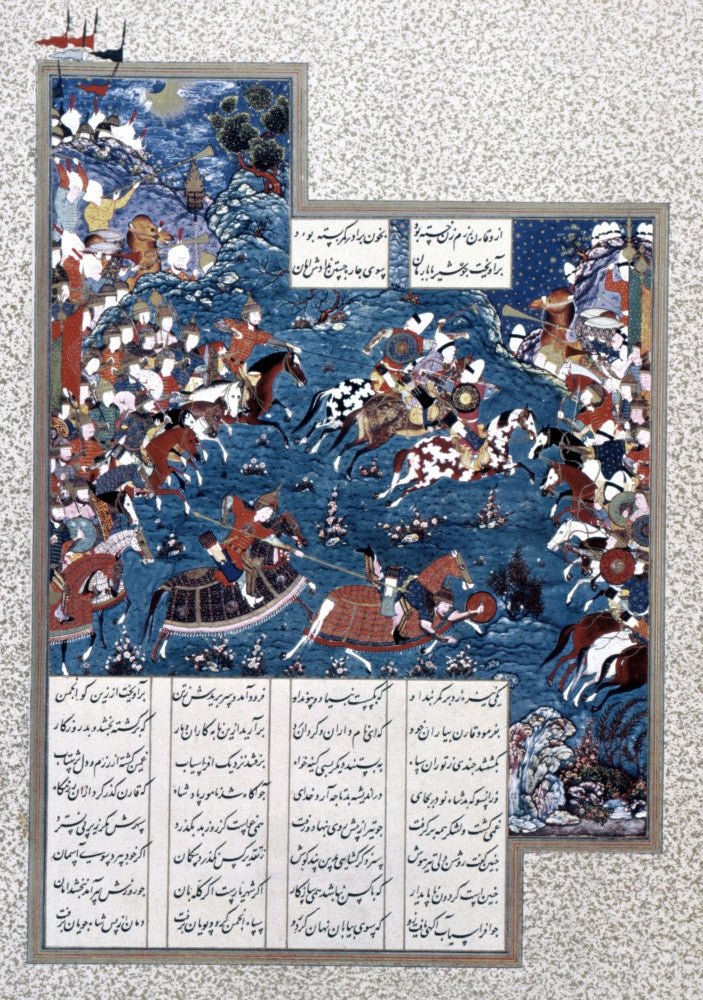 Persian Battle Scene Fine Art Print - 16th Century Miniature by Granger Collection