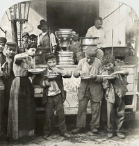 Spaghetti Vendor Fine Art Print - Serving Food in Naples, Italy, C1908