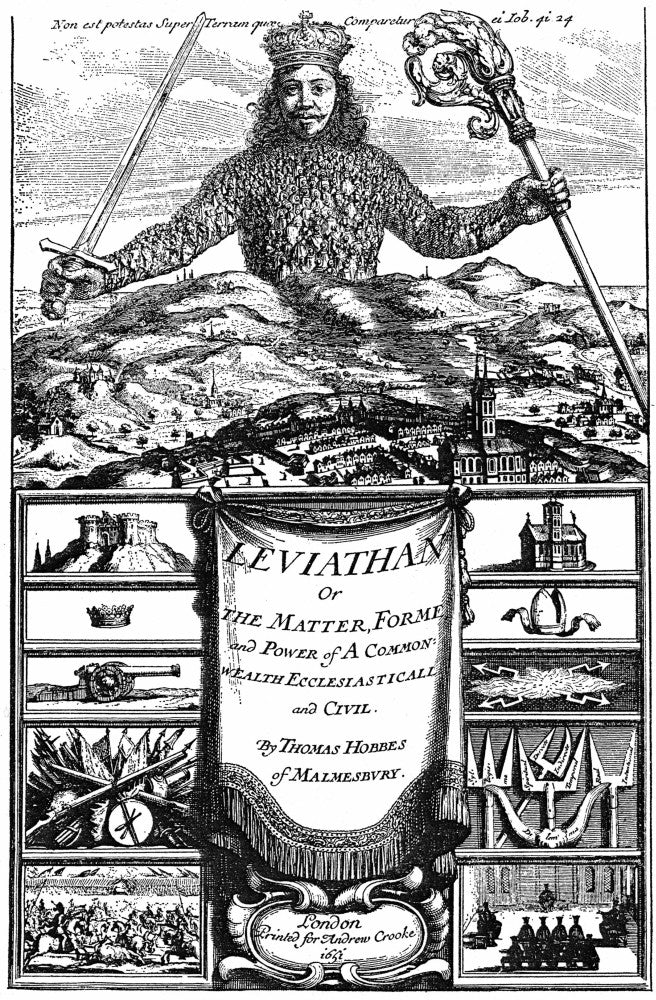 Hobbes: Leviathan 1651 Engraved Frontispiece Fine Art Print by Granger Collection
